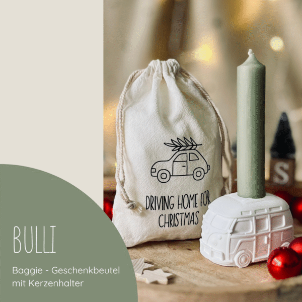 "Driving Home for Christmas" Geschenkbeutel mit Bulli & Kerze