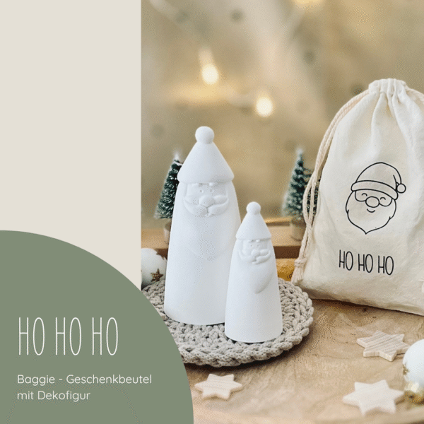 "HO HO HO" Geschenkbeutel mit Dekofigur