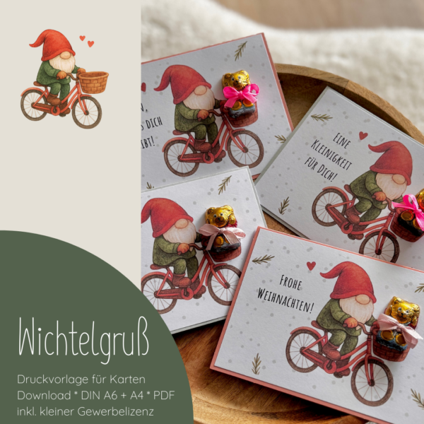 "Wichtelgruß" Druckvorlage für Karten