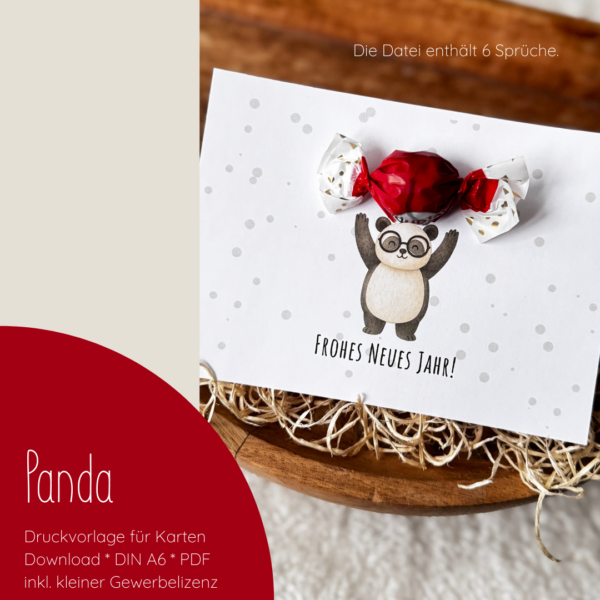 "Süßer Pandabär" Druckvorlage für Karten