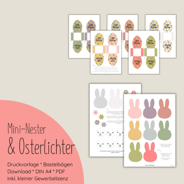 "Mini-Nester & Osterlichter" Druckvorlage