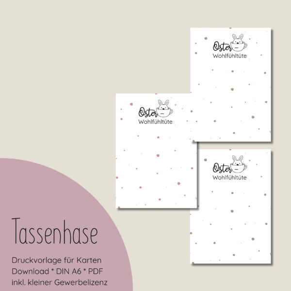 "Tassenhase" Druckvorlage für Produktkarten