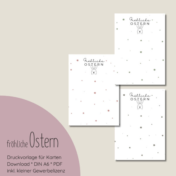 "Fröhliche Ostern" Druckvorlage für Produktkarten