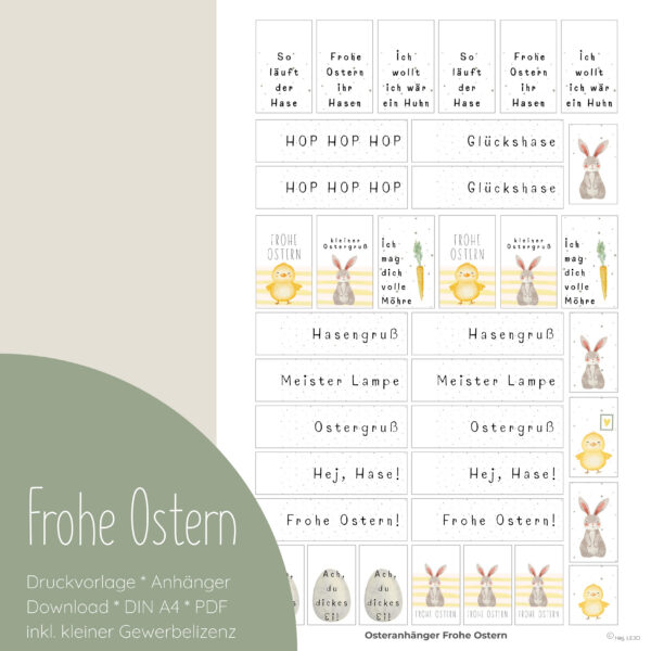 "Frohe Ostern" Druckvorlage für Anhänger