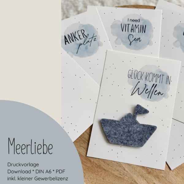 "Meerliebe" Druckvorlage für Produktkarten