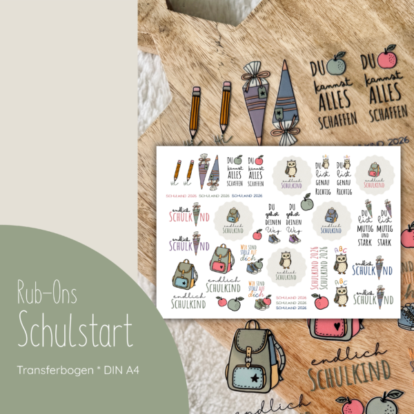 "Schulstart" Rub-Ons, Transferbogen, A4 (kostenloser Versand)