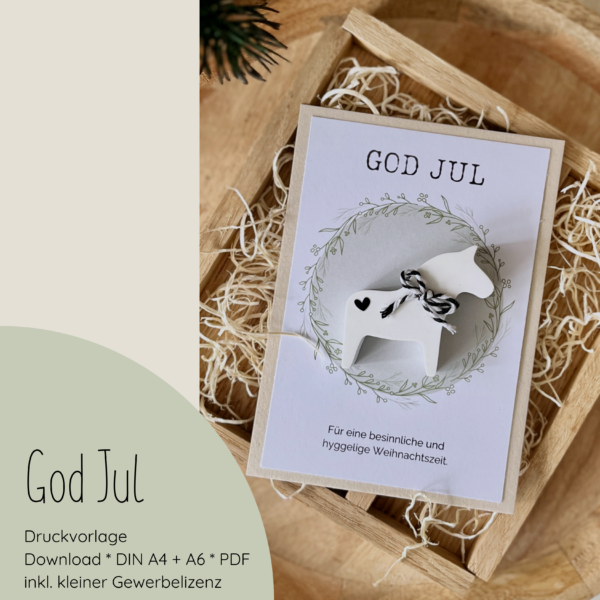 "God Jul" Druckvorlage für Produktkarten