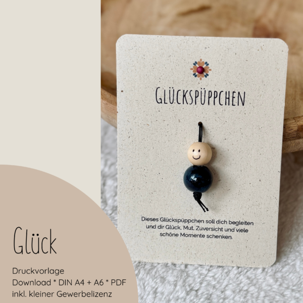"Glückspüppchen" Druckvorlage für Produktkarten