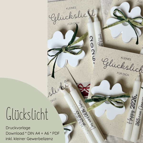 "Glückslicht" Druckvorlage für Produktkarten