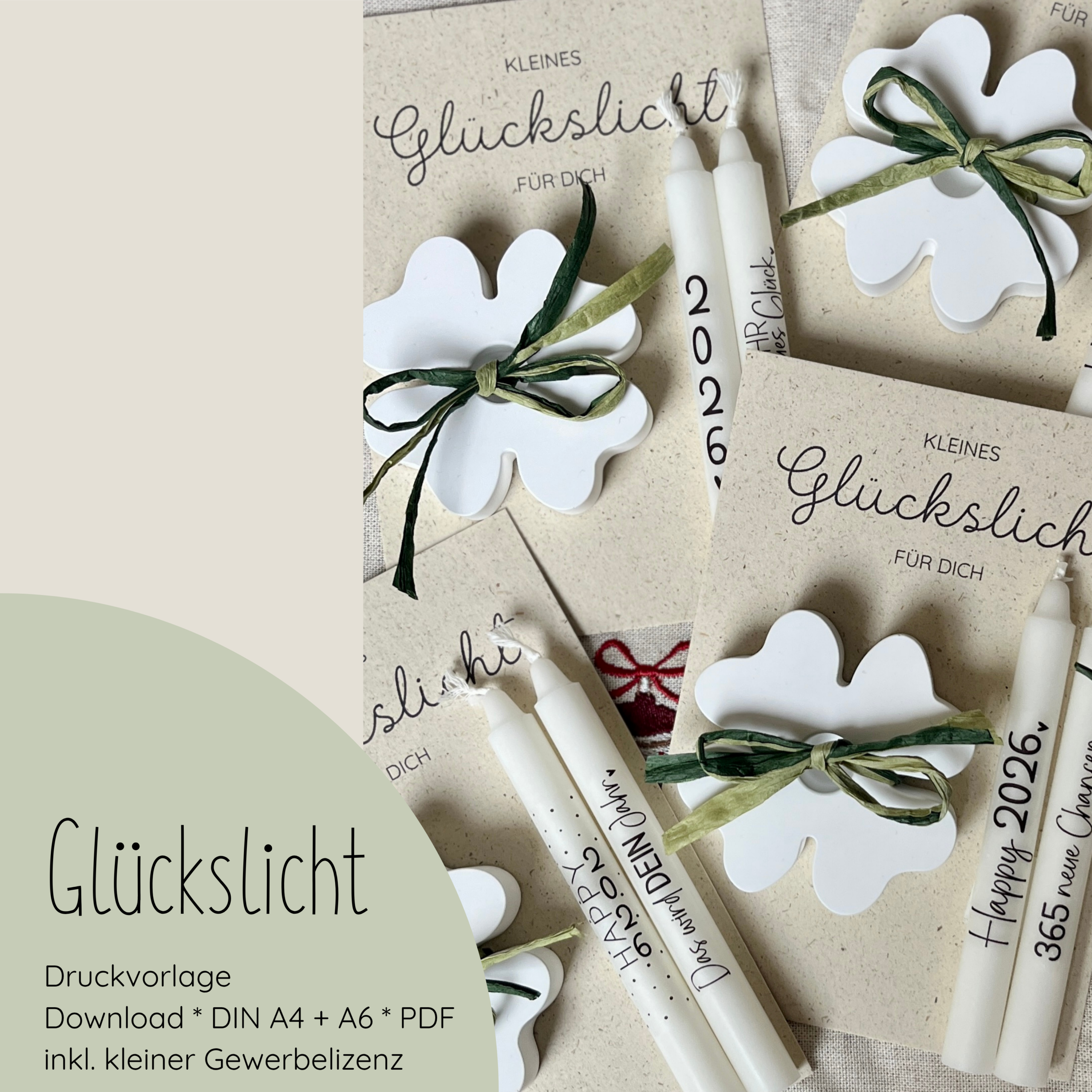 "Glückslicht" Druckvorlage für Produktkarten