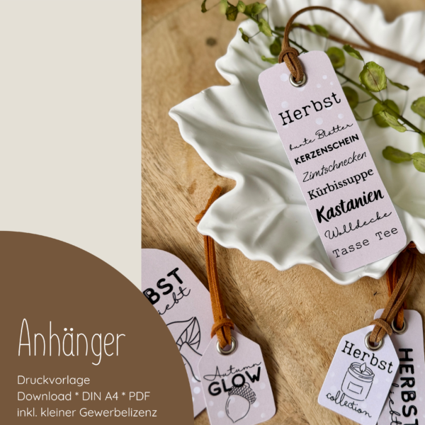 "Herbstanhänger" Druckvorlage September Freebie