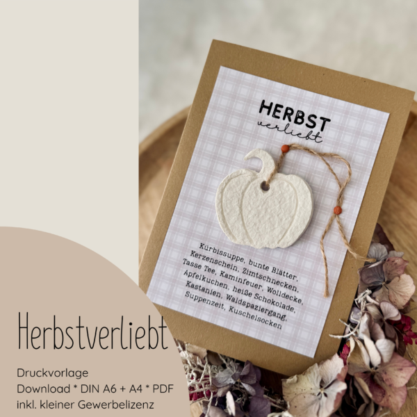 "Herbstverliebt" Druckvorlage für Produktkarten