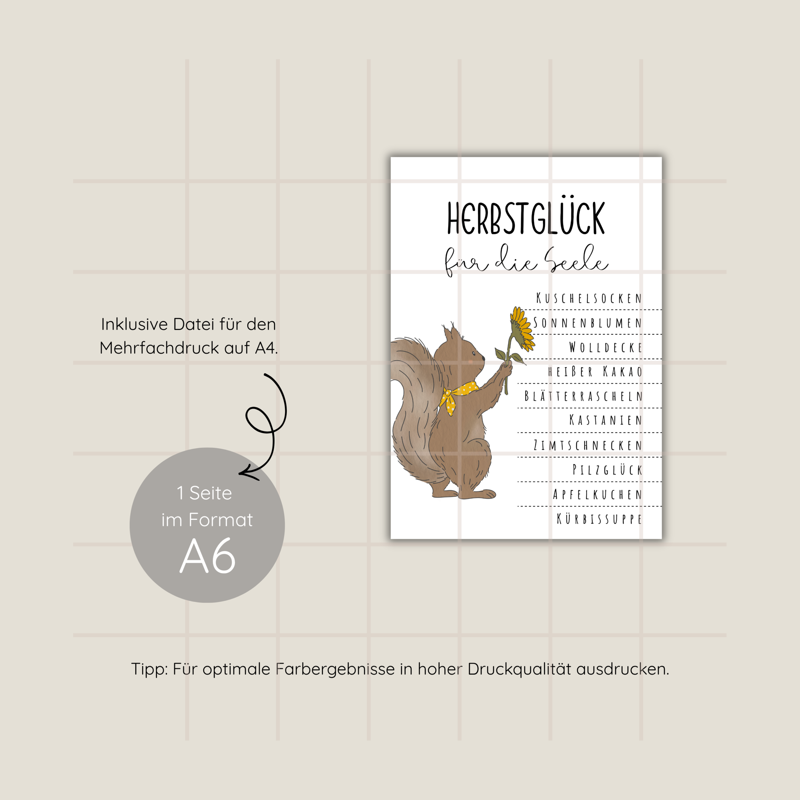 "Herbstglück" Druckvorlage für Grußkarten – Bild 2